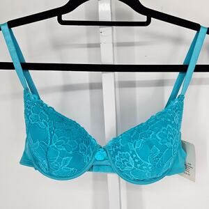 Vintage Y2K Rampage Intimates Womens Sz 36B Aqua Blue Lace Bra NEW